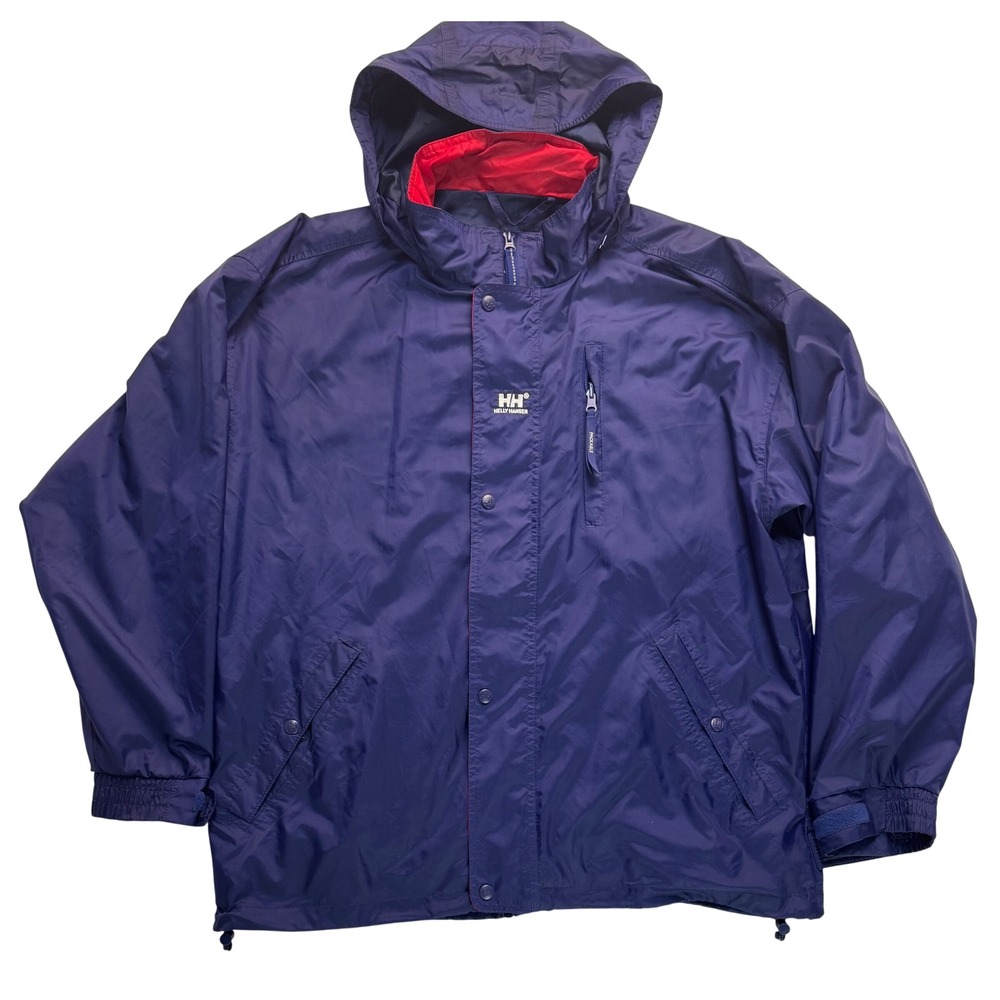 Helly Hansen Helly Tech Packable Rain Jacket Mens Large Navy Waterproof Hooded